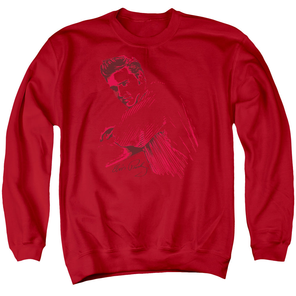 AN OFFCIALLY LICENSED ELVIS PRESLEY ON THE RANGE ADULT UNISEX CREWNECK SWEATSHIRT RED