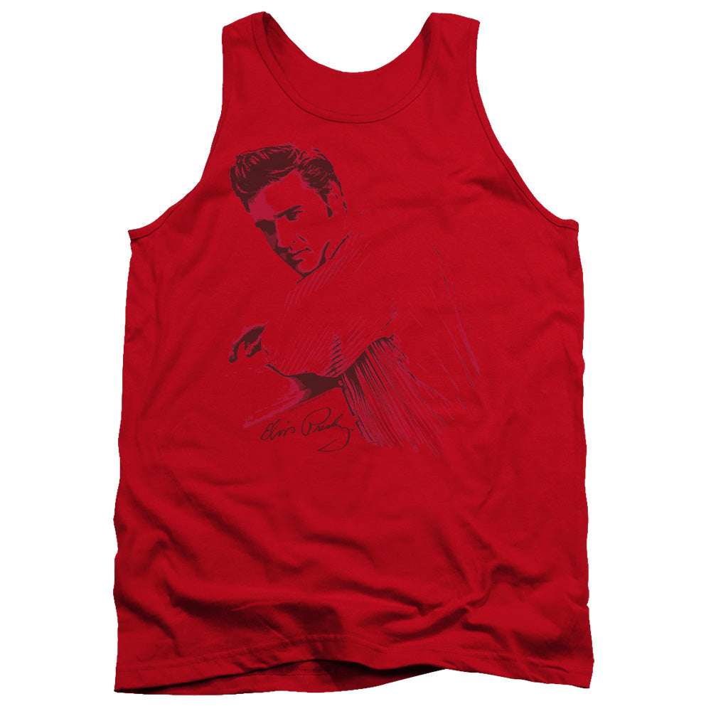 AN OFFCIALLY LICENSED ELVIS PRESLEY ON THE RANGE ADULT UNISEX TANK TOP RED
