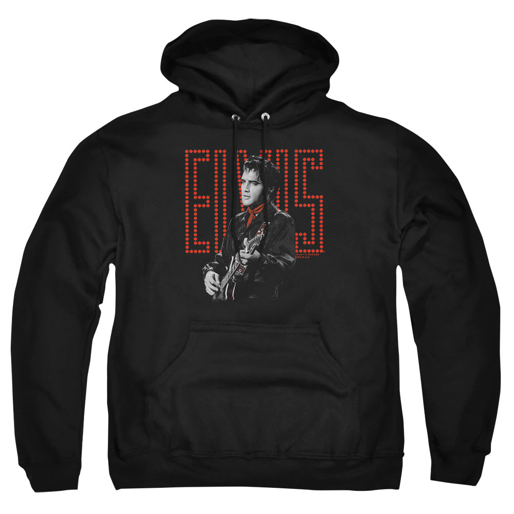 AN OFFCIALLY LICENSED ELVIS PRESLEY RED GUITARMAN ADULT UNISEX PULLOVER HOODIE BLACK