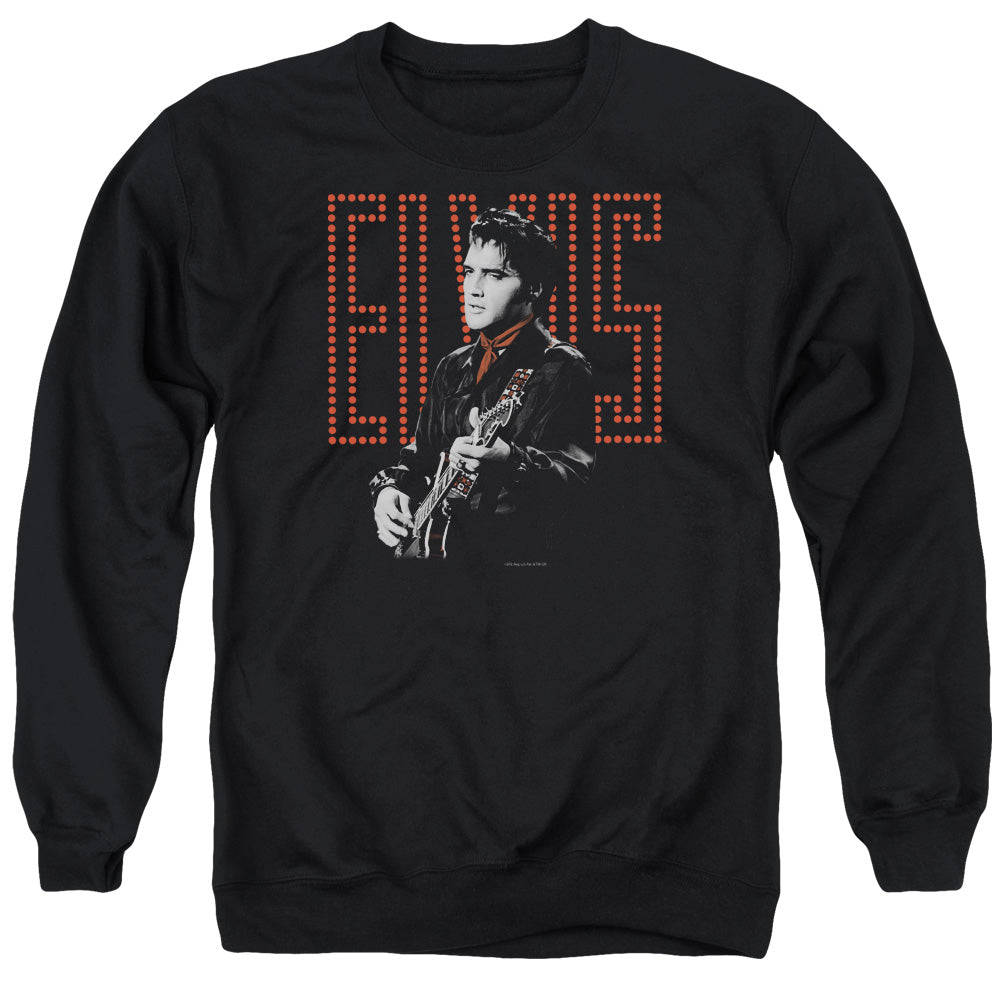 AN OFFCIALLY LICENSED ELVIS PRESLEY RED GUITARMAN ADULT UNISEX CREWNECK SWEATSHIRT BLACK