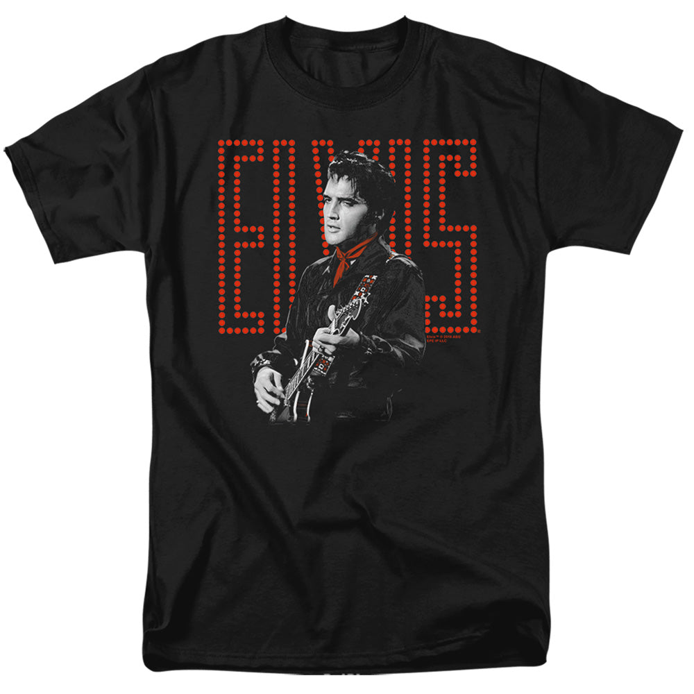 AN OFFCIALLY LICENSED ELVIS PRESLEY RED GUITARMAN MEN'S REGULAR FIT T-SHIRT BLACK