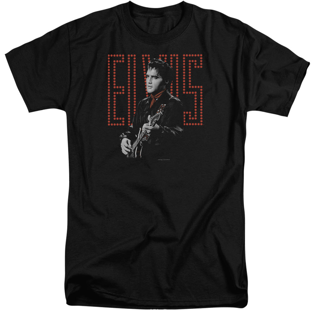 AN OFFCIALLY LICENSED ELVIS PRESLEY RED GUITARMAN MEN'S TALL FIT T-SHIRT BLACK