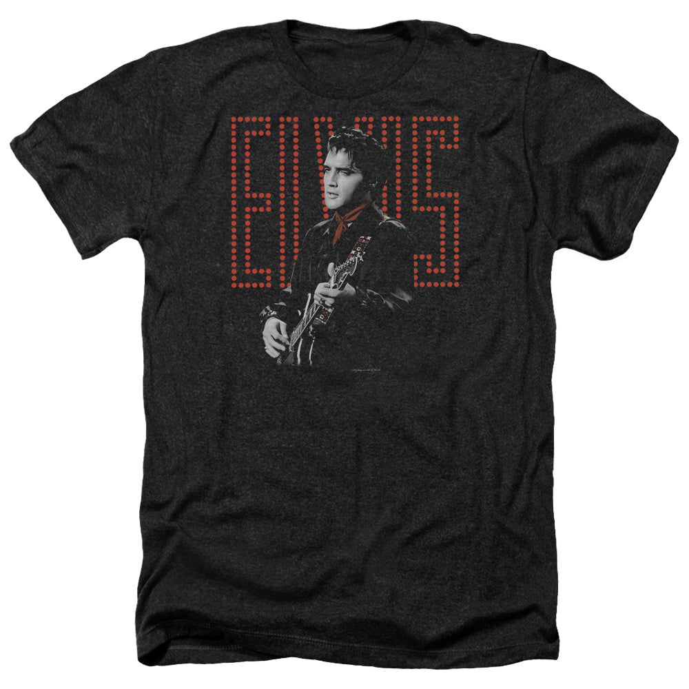 AN OFFCIALLY LICENSED ELVIS PRESLEY RED GUITARMAN MEN'S HEATHER T-SHIRT CHARCOAL