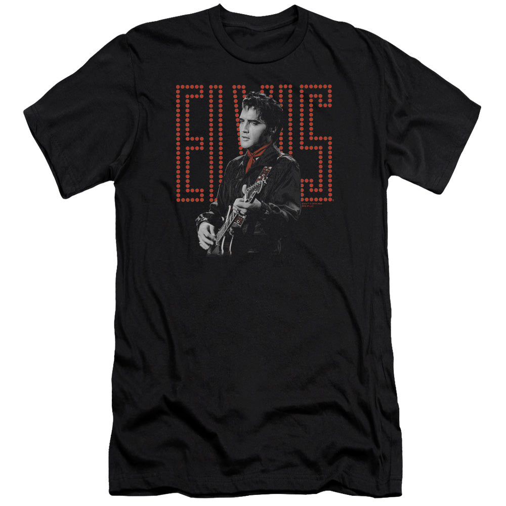 AN OFFCIALLY LICENSED ELVIS PRESLEY RED GUITARMAN MEN'S PREMIUM SLIM FIT T-SHIRT BLACK