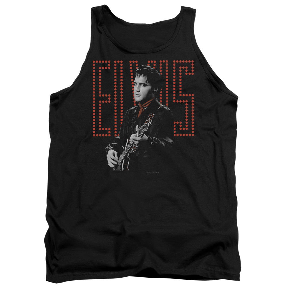 AN OFFCIALLY LICENSED ELVIS PRESLEY RED GUITARMAN ADULT UNISEX TANK TOP BLACK