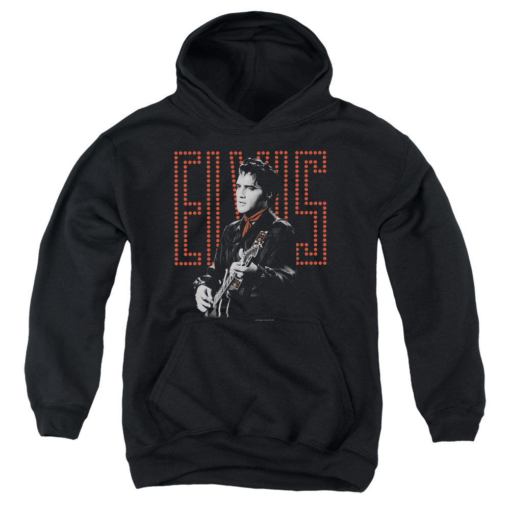 AN OFFCIALLY LICENSED ELVIS PRESLEY RED GUITARMAN YOUTH HOODIE BLACK