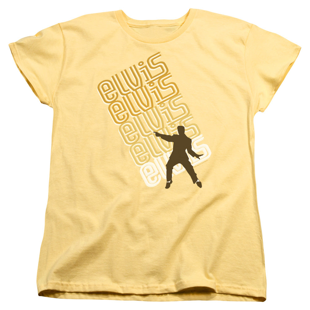 AN OFFCIALLY LICENSED ELVIS PRESLEY POINTING WOMEN'S REGULAR FIT T-SHIRT BANANA