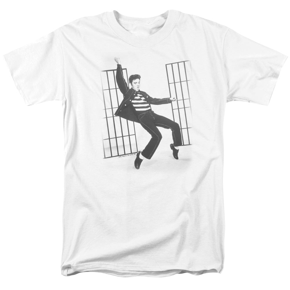 AN OFFCIALLY LICENSED ELVIS PRESLEY JAILHOUSE ROCK MEN'S REGULAR FIT T-SHIRT WHITE
