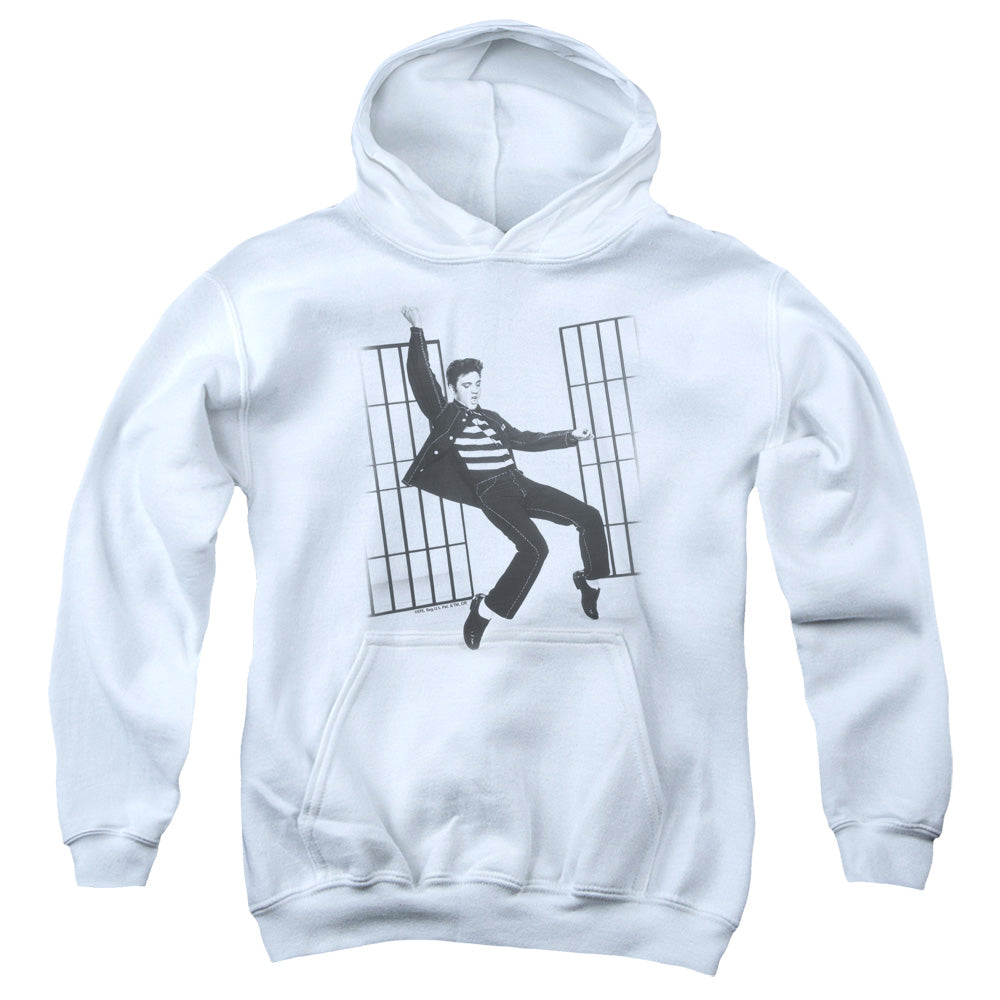 AN OFFCIALLY LICENSED ELVIS PRESLEY JAILHOUSE ROCK YOUTH HOODIE WHITE