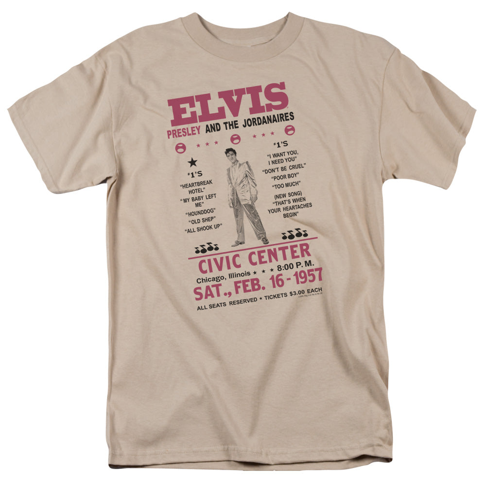 AN OFFCIALLY LICENSED ELVIS PRESLEY JORDANAIRES MEN'S REGULAR FIT T-SHIRT SAND