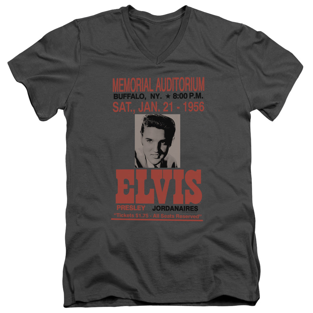 AN OFFCIALLY LICENSED ELVIS PRESLEY BUFFALO 1956 MEN'S V-NECK T-SHIRT CHARCOAL