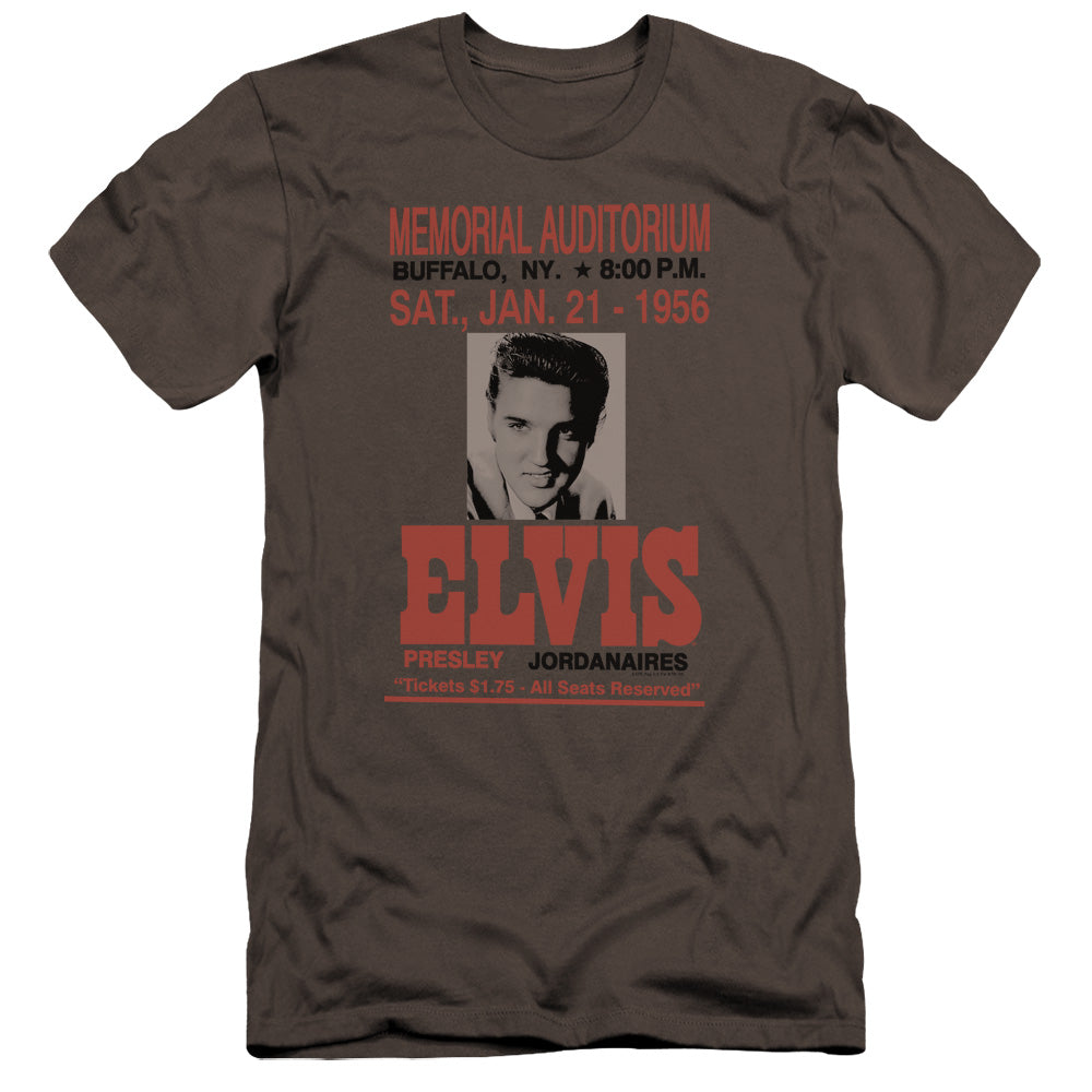 AN OFFCIALLY LICENSED ELVIS PRESLEY BUFFALO 1956 MEN'S PREMIUM SLIM FIT T-SHIRT CHARCOAL