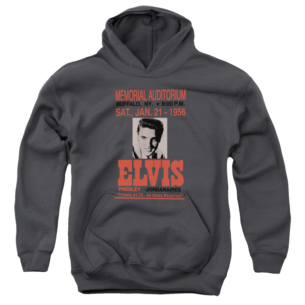 AN OFFCIALLY LICENSED ELVIS PRESLEY BUFFALO 1956 YOUTH HOODIE CHARCOAL