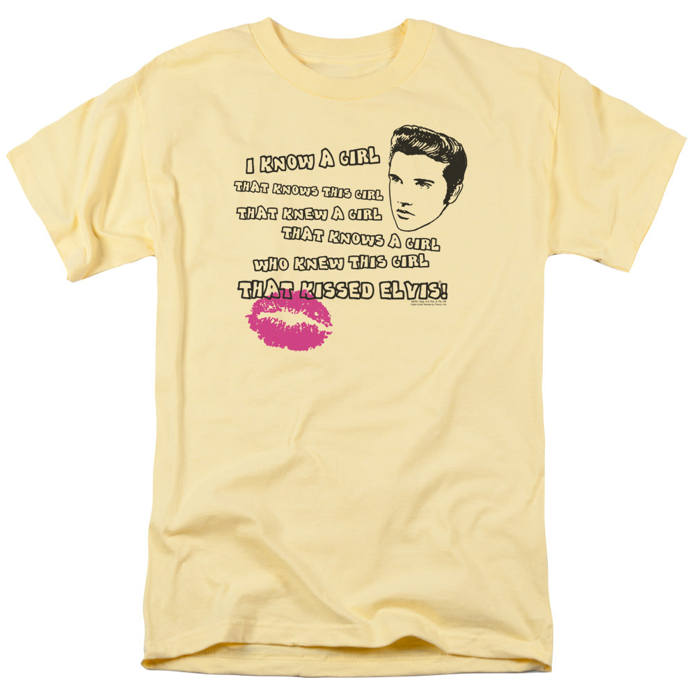 AN OFFCIALLY LICENSED ELVIS PRESLEY KISSED ELVIS MEN'S REGULAR FIT T-SHIRT BANANA