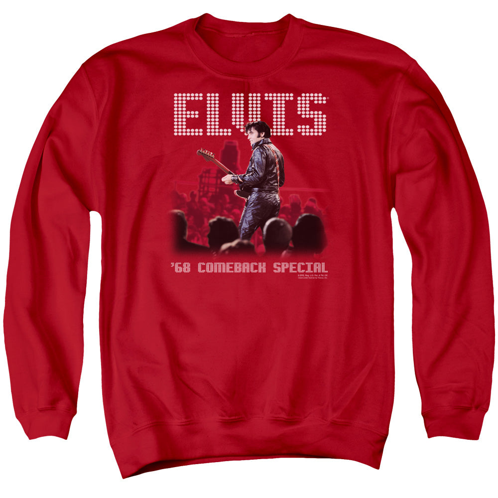 AN OFFCIALLY LICENSED ELVIS PRESLEY RETURN OF THE KING ADULT UNISEX CREWNECK SWEATSHIRT RED
