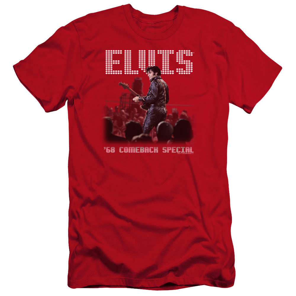 AN OFFCIALLY LICENSED ELVIS PRESLEY RETURN OF THE KING MEN'S PREMIUM SLIM FIT T-SHIRT RED