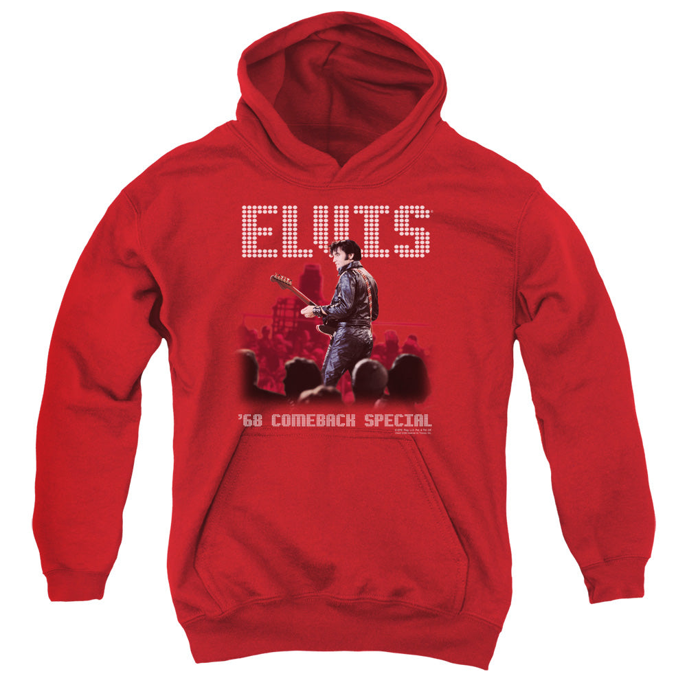 AN OFFCIALLY LICENSED ELVIS PRESLEY RETURN OF THE KING YOUTH HOODIE RED
