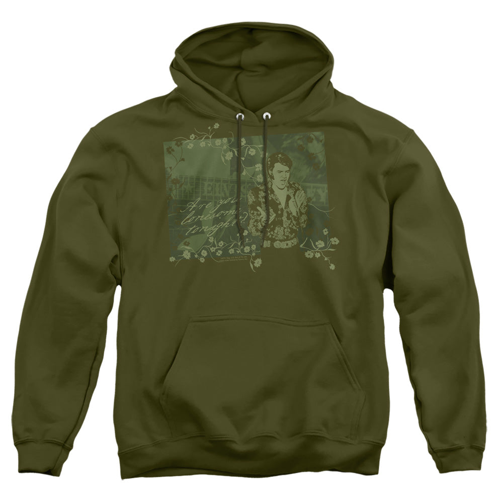 AN OFFCIALLY LICENSED ELVIS PRESLEY THAT 70S ELVIS ADULT UNISEX PULLOVER HOODIE MILITARY GREEN