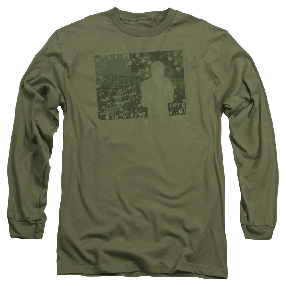 AN OFFCIALLY LICENSED ELVIS PRESLEY THAT 70S ELVIS MEN'S LONG SLEEVE T-SHIRT MILITARY GREEN
