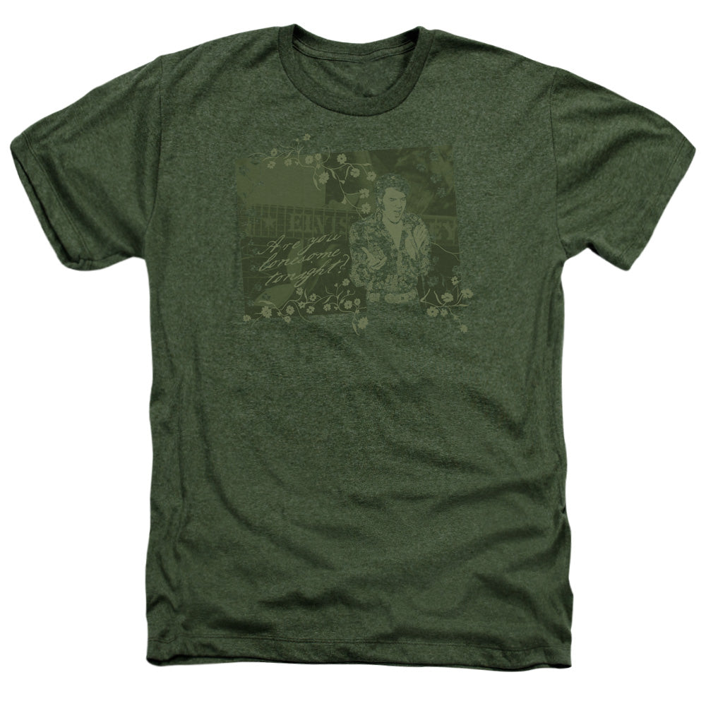 AN OFFCIALLY LICENSED ELVIS PRESLEY THAT 70S ELVIS MEN'S HEATHER T-SHIRT MILITARY GREEN