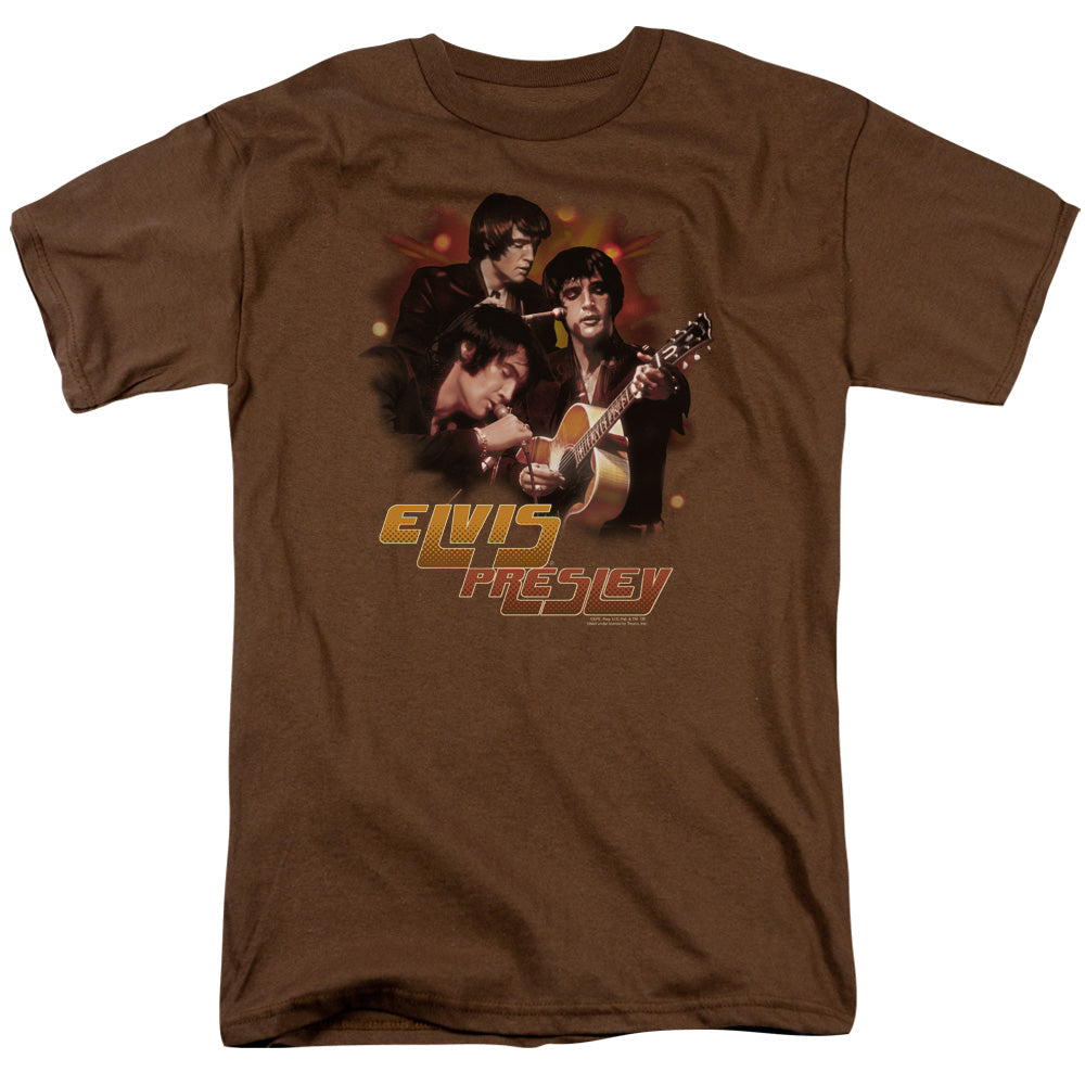 AN OFFCIALLY LICENSED ELVIS PRESLEY HYPED MEN'S REGULAR FIT T-SHIRT COFFEE