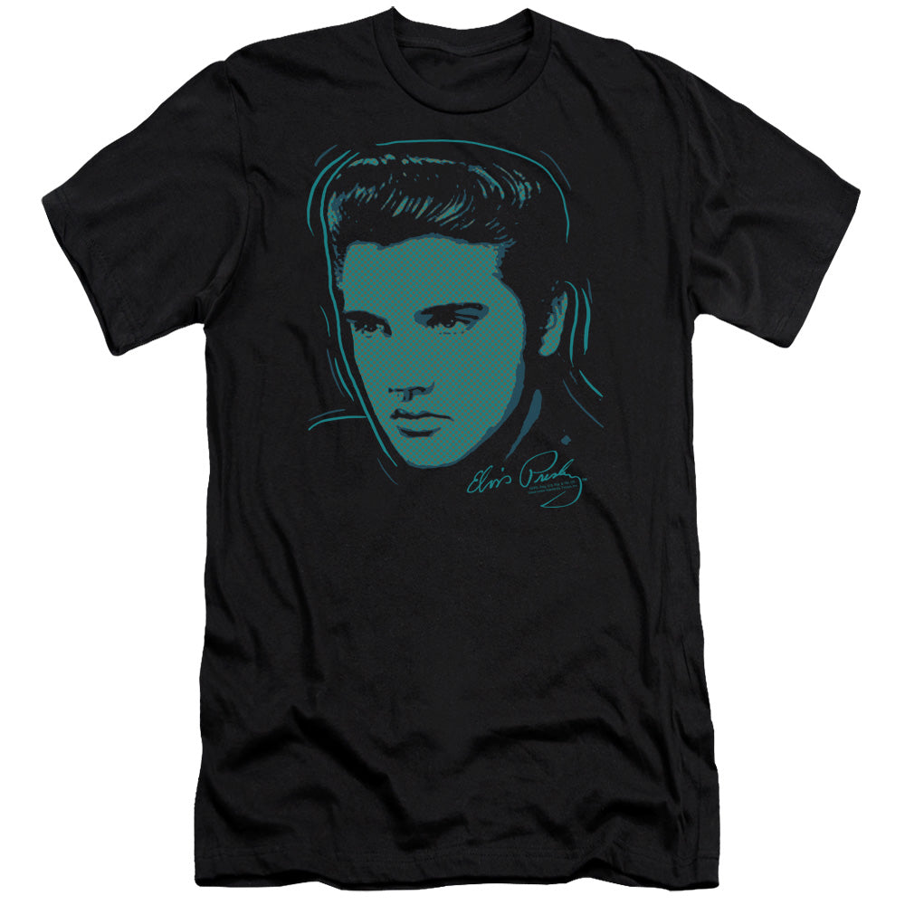 AN OFFCIALLY LICENSED ELVIS PRESLEY YOUNG DOTS MEN'S PREMIUM SLIM FIT T-SHIRT BLACK