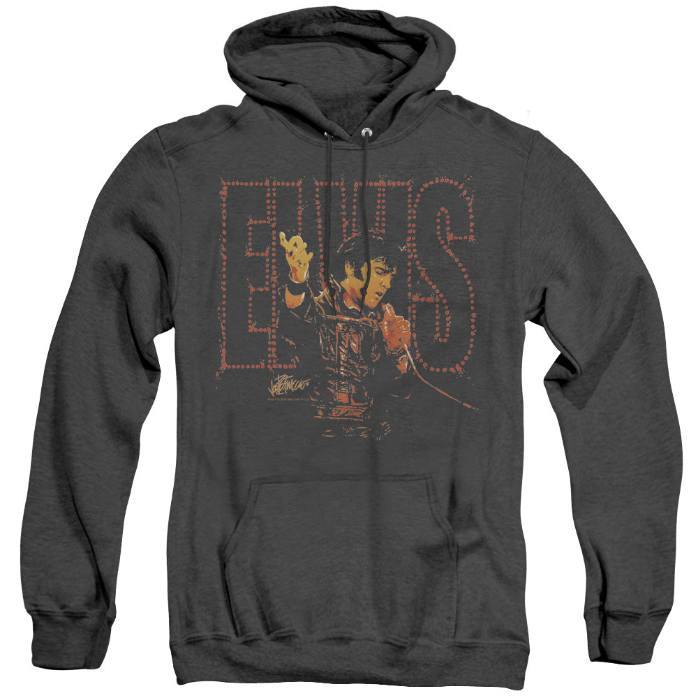 AN OFFCIALLY LICENSED ELVIS PRESLEY TAKE MY HAND ADULT UNISEX HEATHER PULLOVER HOODIE BLACK
