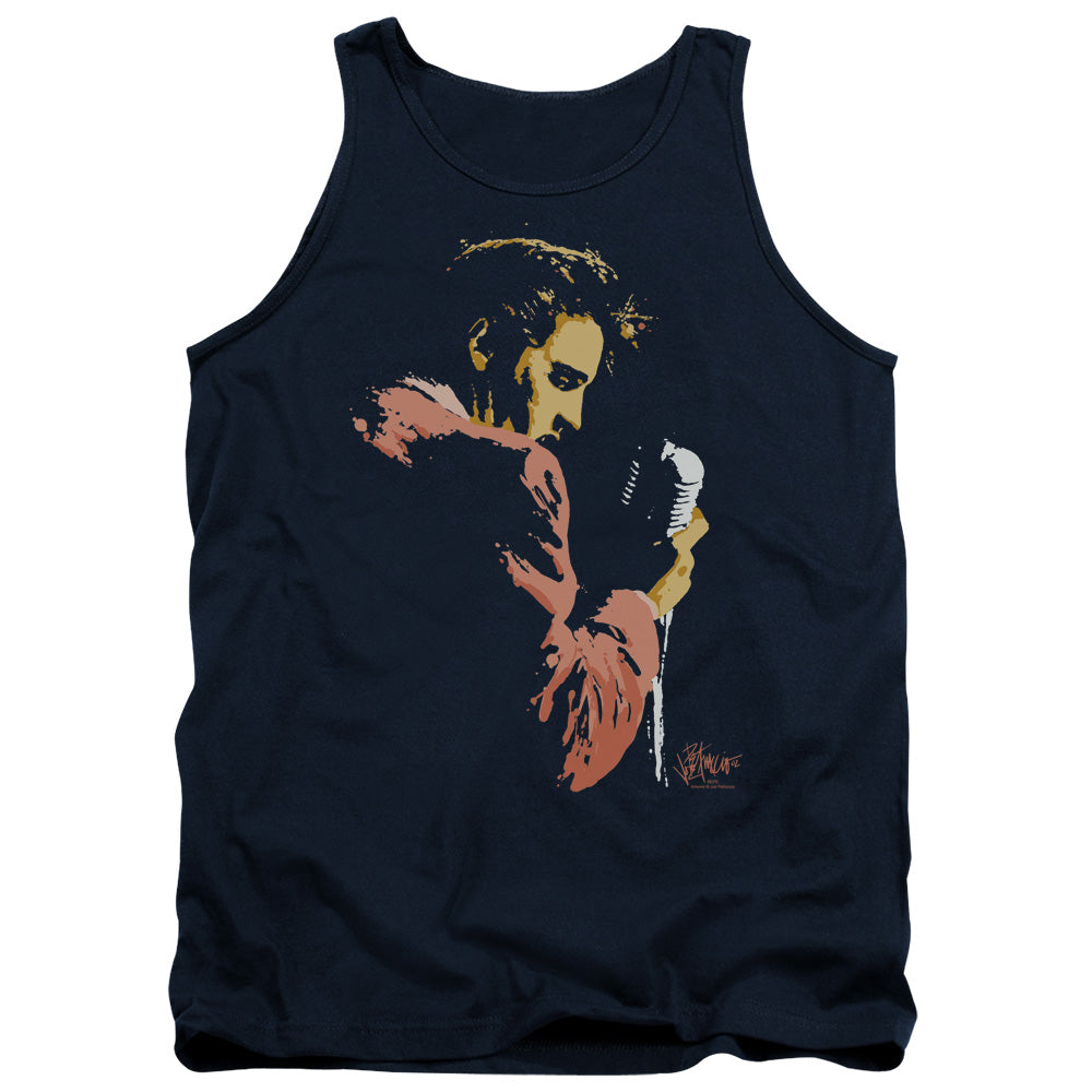 AN OFFCIALLY LICENSED ELVIS PRESLEY EARLY ELVIS ADULT UNISEX TANK TOP NAVY