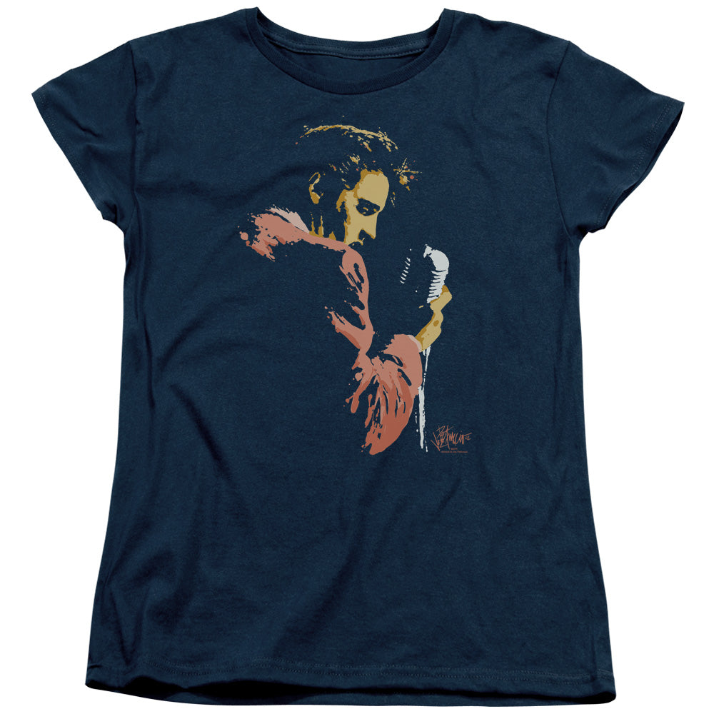 AN OFFCIALLY LICENSED ELVIS PRESLEY EARLY ELVIS WOMEN'S REGULAR FIT T-SHIRT NAVY