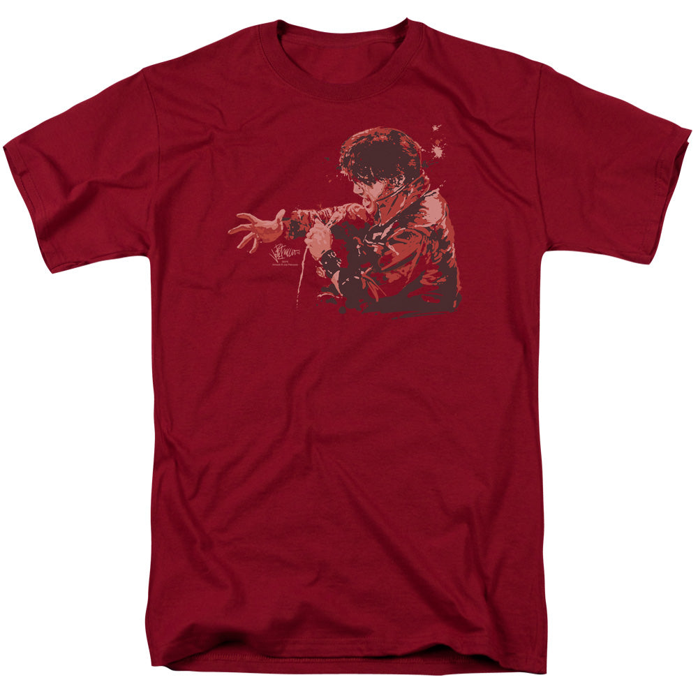 AN OFFCIALLY LICENSED ELVIS PRESLEY RED COMBACK MEN'S REGULAR FIT T-SHIRT CARDINAL