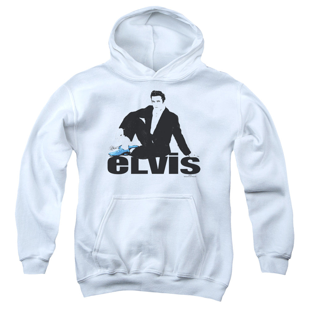 AN OFFCIALLY LICENSED ELVIS PRESLEY BLUE SUEDE YOUTH HOODIE WHITE