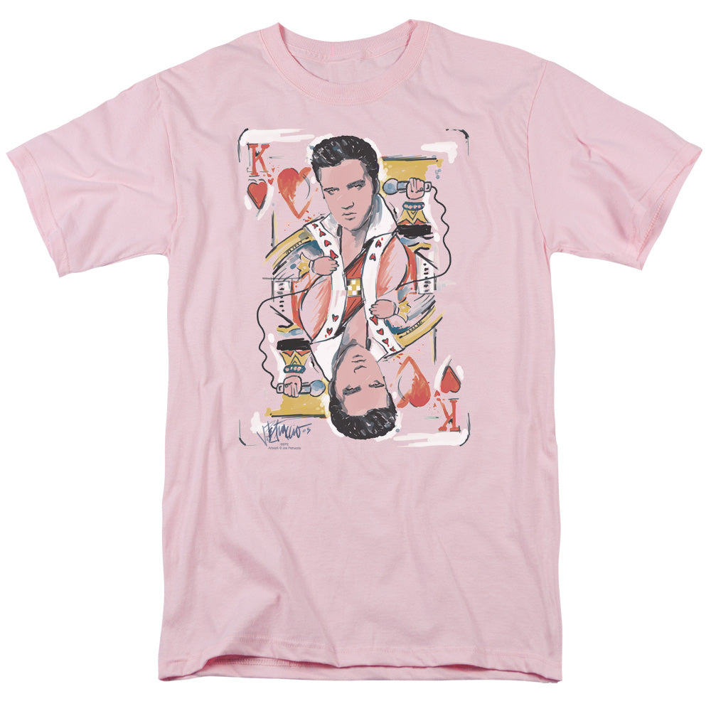 AN OFFCIALLY LICENSED ELVIS PRESLEY KING OF HEARTS MEN'S REGULAR FIT T-SHIRT PINK