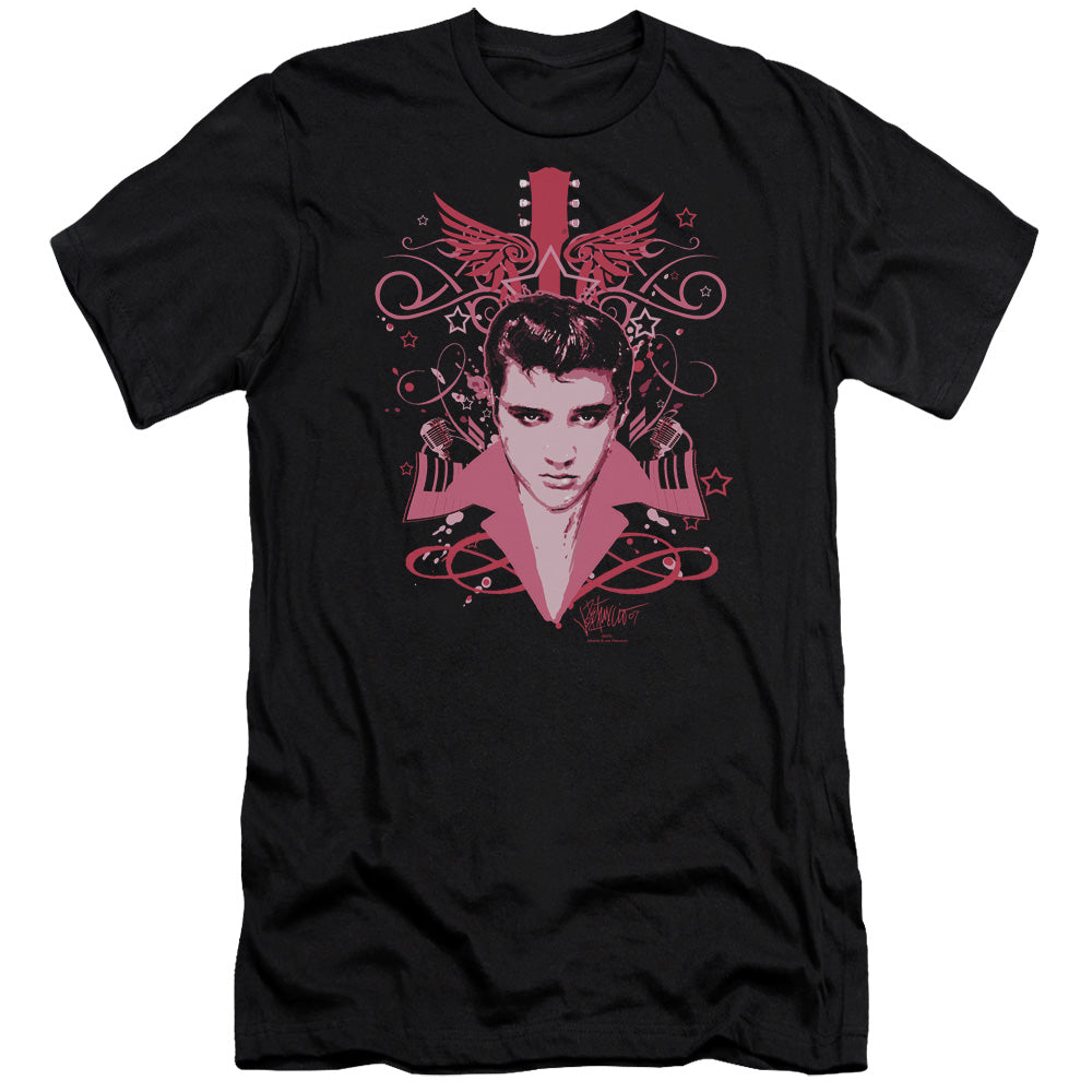 AN OFFCIALLY LICENSED ELVIS PRESLEY LETS FACE IT MEN'S PREMIUM SLIM FIT T-SHIRT BLACK