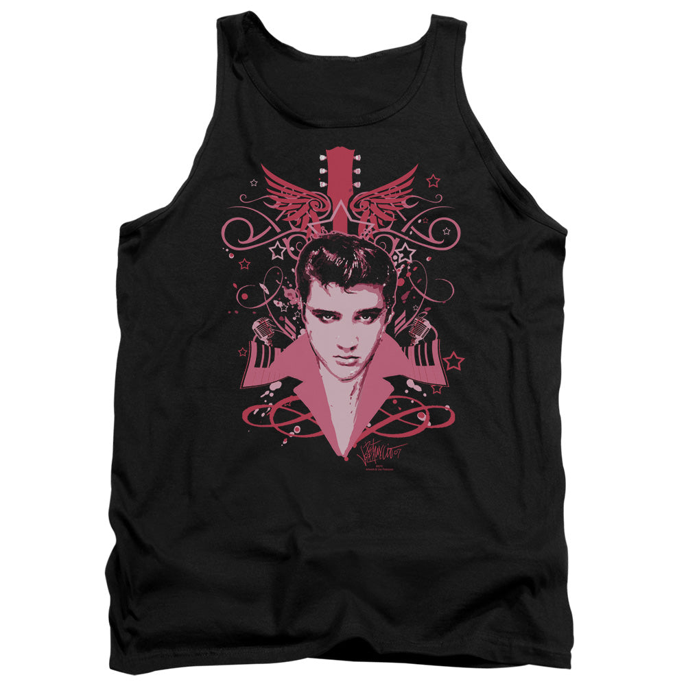 AN OFFCIALLY LICENSED ELVIS PRESLEY LETS FACE IT ADULT UNISEX TANK TOP BLACK
