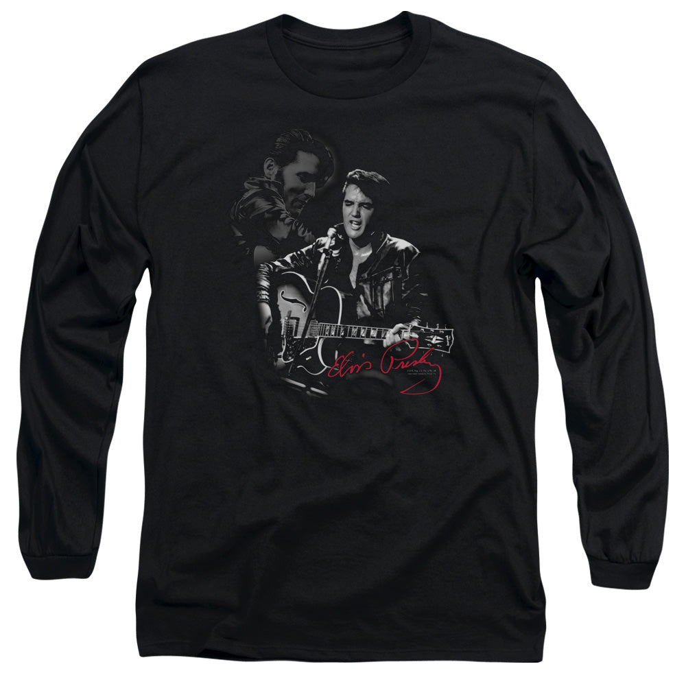 AN OFFCIALLY LICENSED ELVIS PRESLEY SHOW STOPPER MEN'S LONG SLEEVE T-SHIRT BLACK