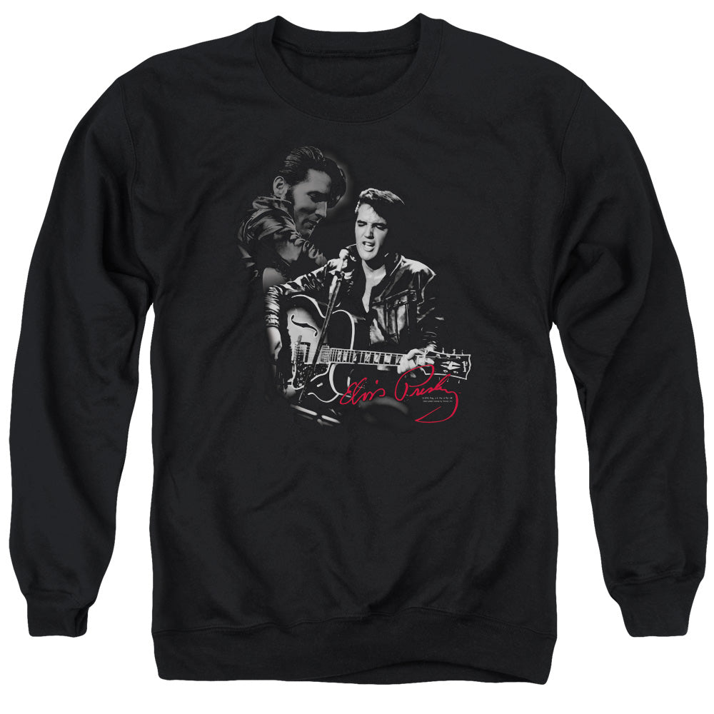 AN OFFCIALLY LICENSED ELVIS PRESLEY SHOW STOPPER ADULT UNISEX CREWNECK SWEATSHIRT BLACK