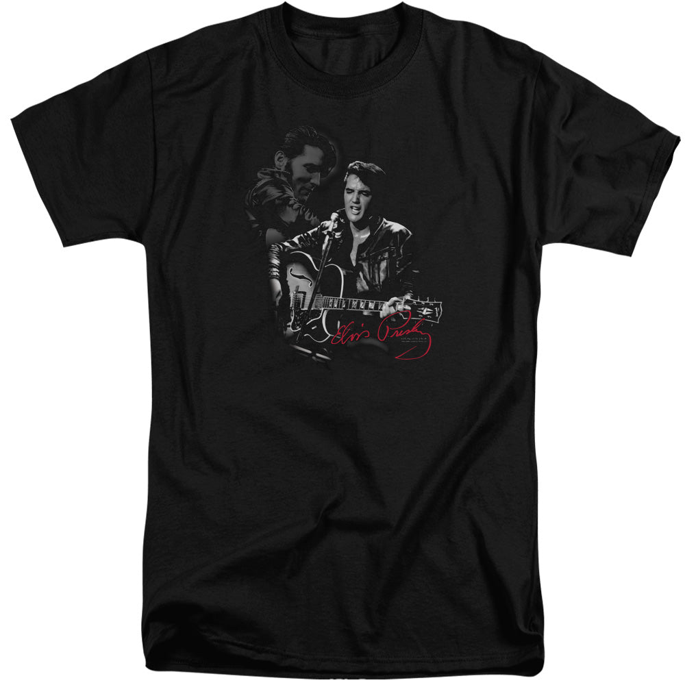 AN OFFCIALLY LICENSED ELVIS PRESLEY SHOW STOPPER MEN'S TALL FIT T-SHIRT BLACK