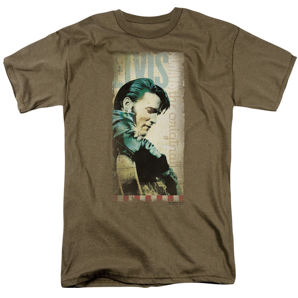 AN OFFCIALLY LICENSED ELVIS PRESLEY THE ORIGINAL MEN'S REGULAR FIT T-SHIRT SAFARI GREEN