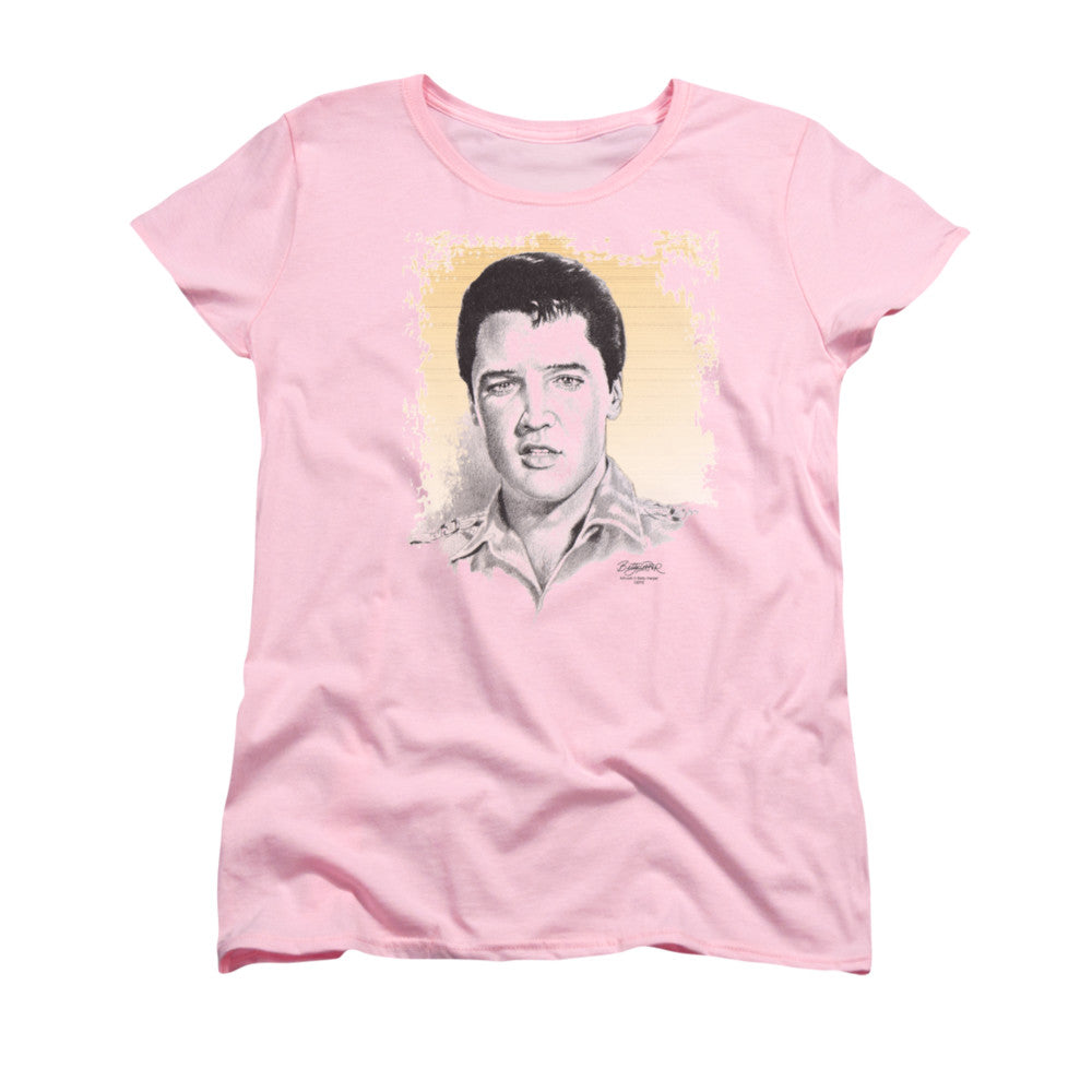 AN OFFCIALLY LICENSED ELVIS PRESLEY MATINEE IDOL WOMEN'S REGULAR FIT T-SHIRT PINK