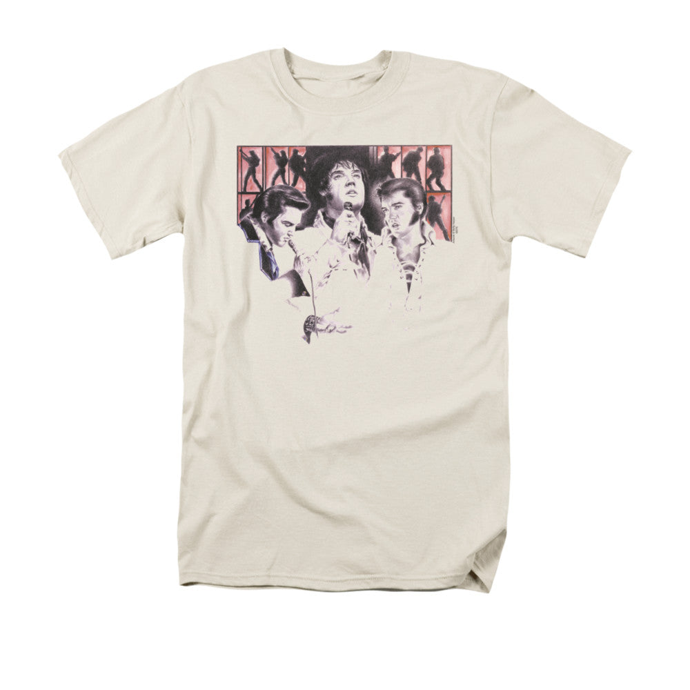 AN OFFCIALLY LICENSED ELVIS PRESLEY IN CONCERT MEN'S REGULAR FIT T-SHIRT CREAM