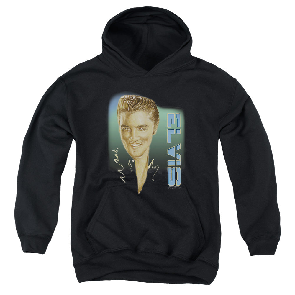 AN OFFCIALLY LICENSED ELVIS PRESLEY ELVIS 56 YOUTH HOODIE BLACK