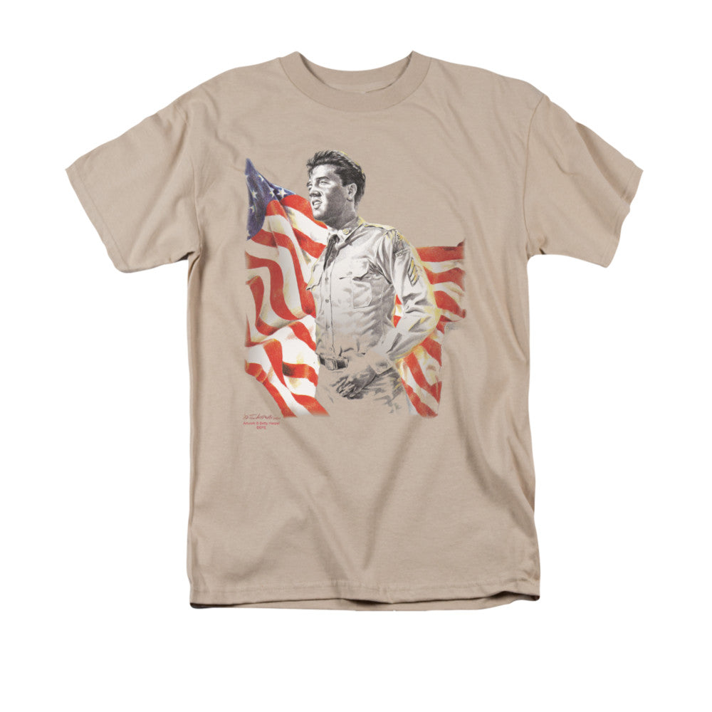 AN OFFCIALLY LICENSED ELVIS PRESLEY FREEDOM MEN'S REGULAR FIT T-SHIRT SAND