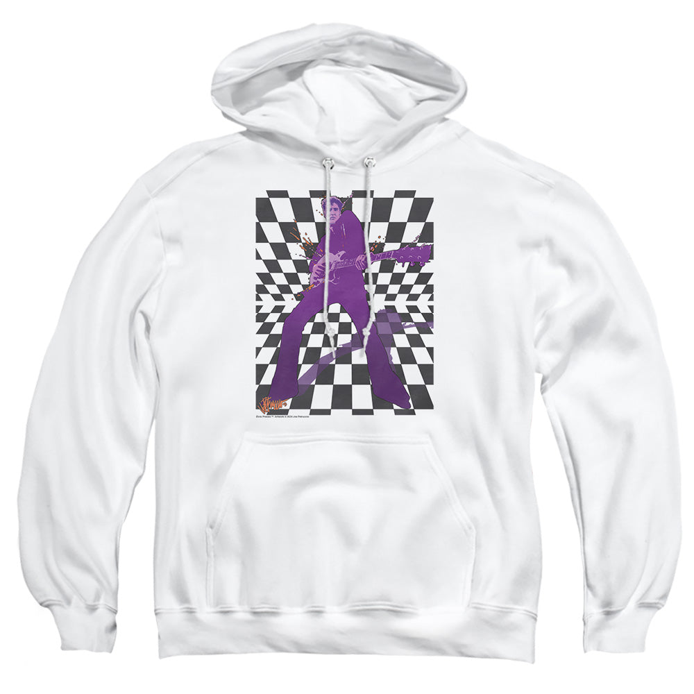 AN OFFCIALLY LICENSED ELVIS PRESLEY LETS ROCK ADULT UNISEX PULLOVER HOODIE WHITE