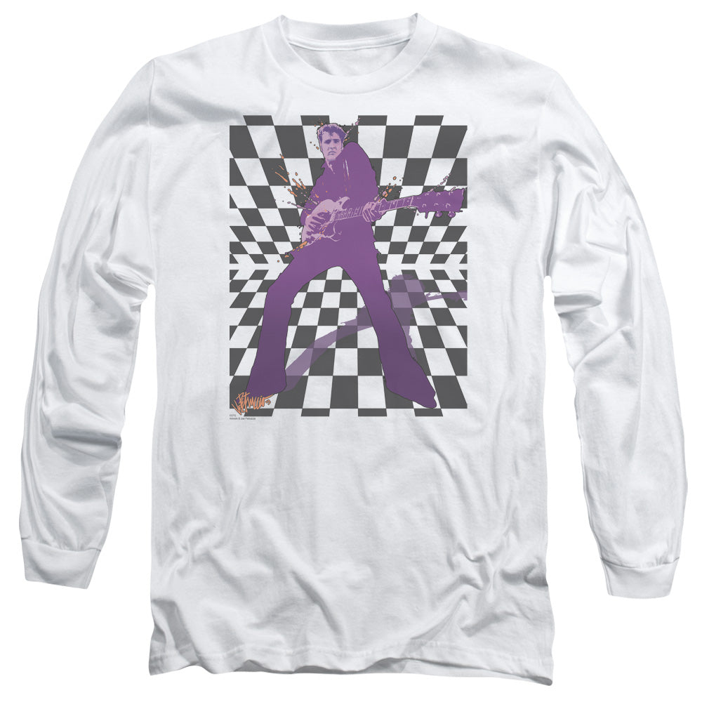 AN OFFCIALLY LICENSED ELVIS PRESLEY LETS ROCK MEN'S LONG SLEEVE T-SHIRT WHITE