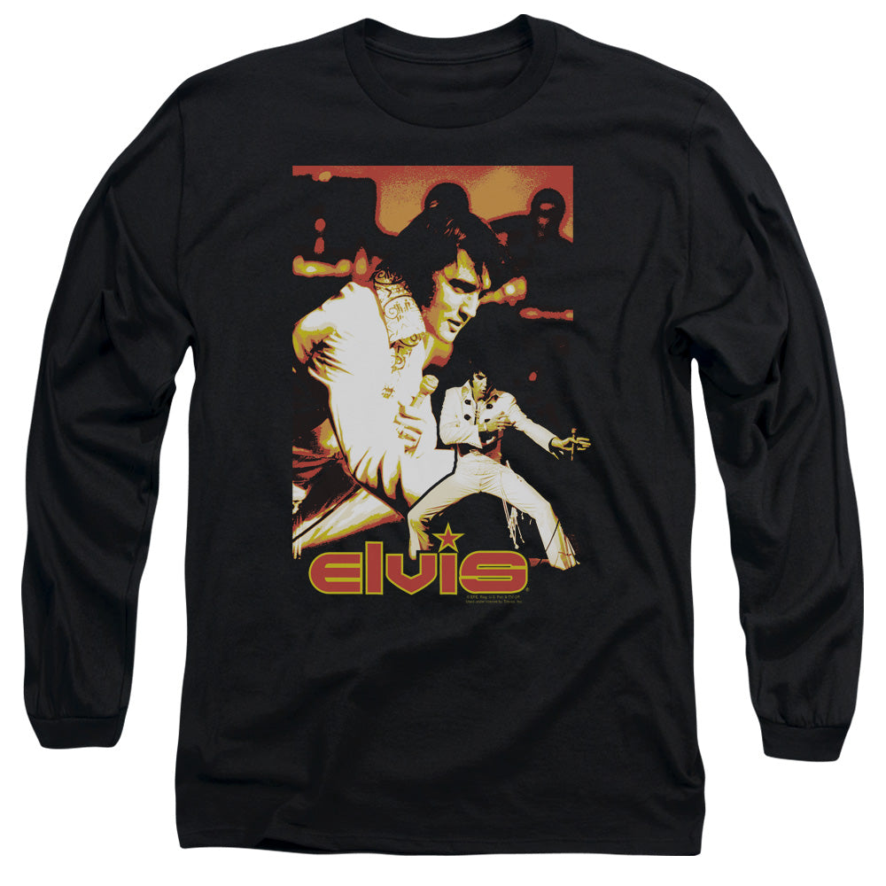 AN OFFCIALLY LICENSED ELVIS PRESLEY SHOWMAN MEN'S LONG SLEEVE T-SHIRT BLACK