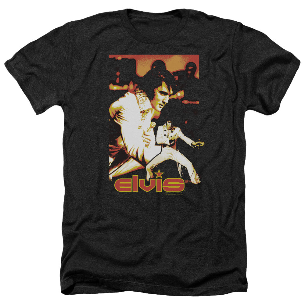 AN OFFCIALLY LICENSED ELVIS PRESLEY SHOWMAN MEN'S HEATHER T-SHIRT CHARCOAL