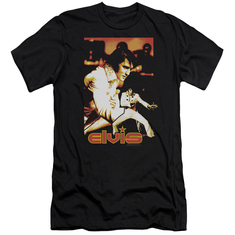 AN OFFCIALLY LICENSED ELVIS PRESLEY SHOWMAN MEN'S PREMIUM SLIM FIT T-SHIRT BLACK