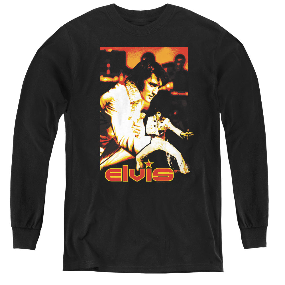AN OFFCIALLY LICENSED ELVIS PRESLEY SHOWMAN YOUTH LONG SLEEVE T-SHIRT BLACK