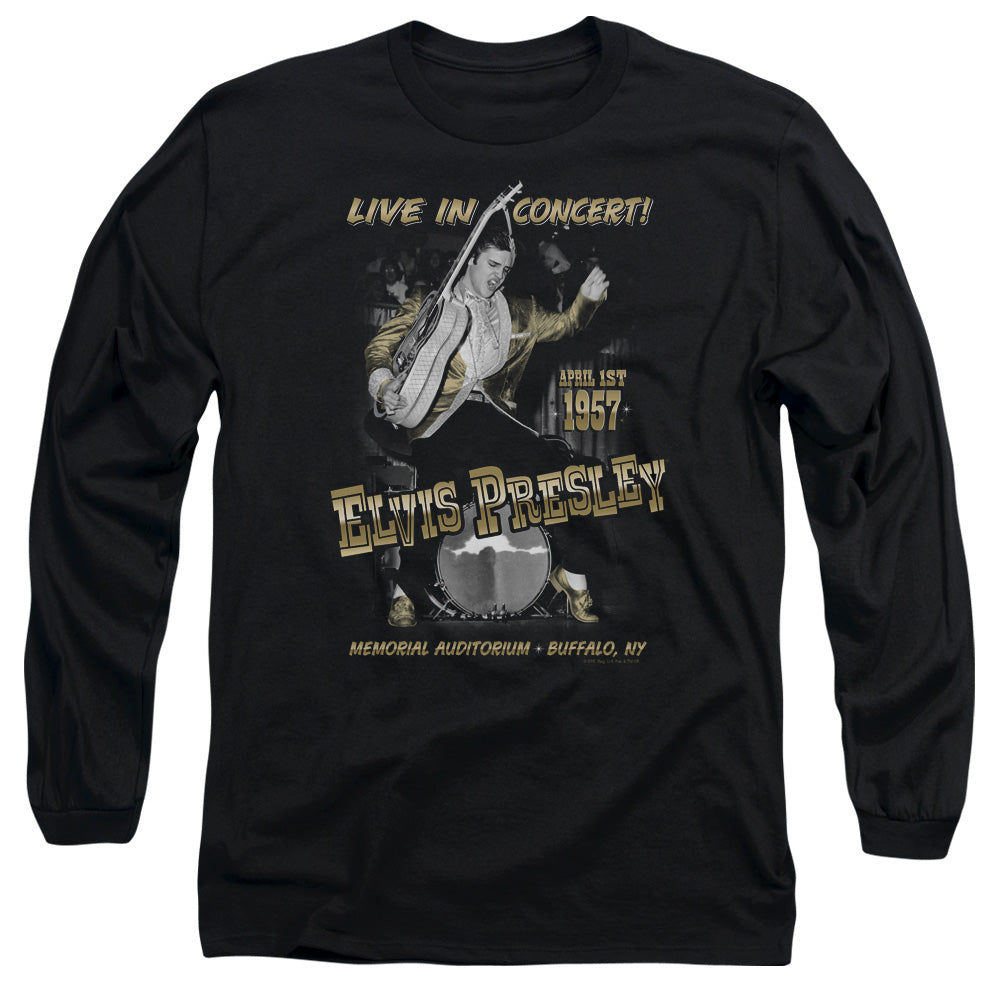 AN OFFCIALLY LICENSED ELVIS PRESLEY LIVE IN BUFFALO MEN'S LONG SLEEVE T-SHIRT BLACK
