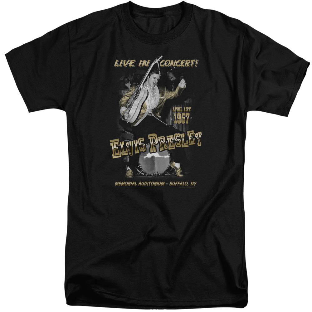 AN OFFCIALLY LICENSED ELVIS PRESLEY LIVE IN BUFFALO MEN'S TALL FIT T-SHIRT BLACK